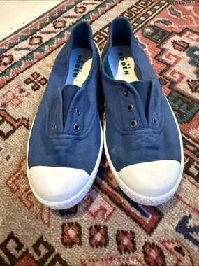 Mini Boden Blue Canvas Slip-On Kids Sneakers